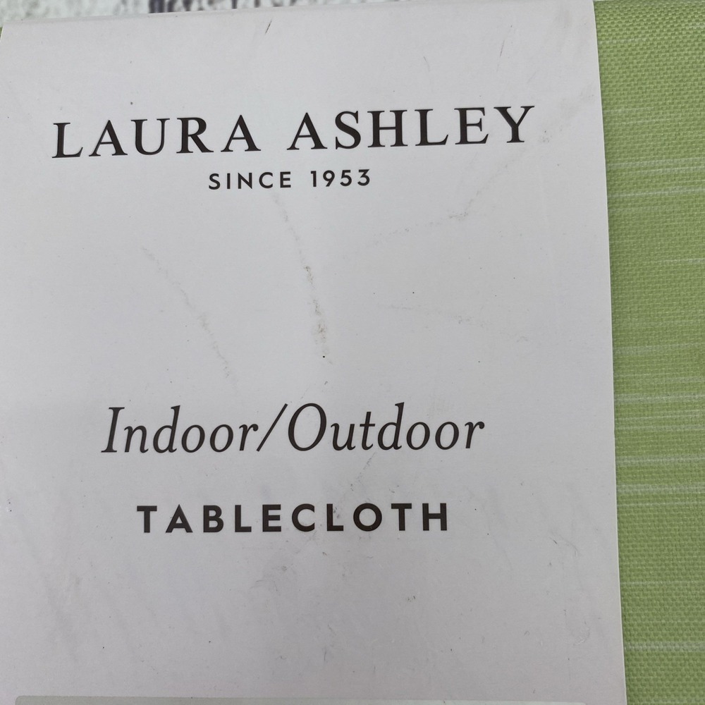 Laura Ashley Tablecloth 60x84 Lime Green Easy Care Indoor Outdoor Spring Summer - Picture 3 of 11